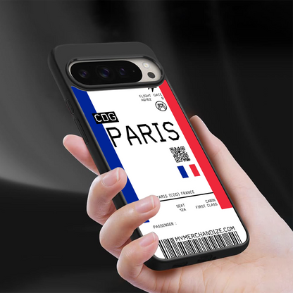 paris boarding pass ticket back phone cover | glass case for google pixel 9 pro xl