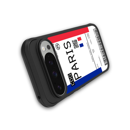 paris boarding pass ticket back phone cover | glass case for google pixel 9 pro xl