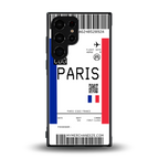 paris boarding pass ticket back phone cover | glass case for samsung galaxy s23 ultra