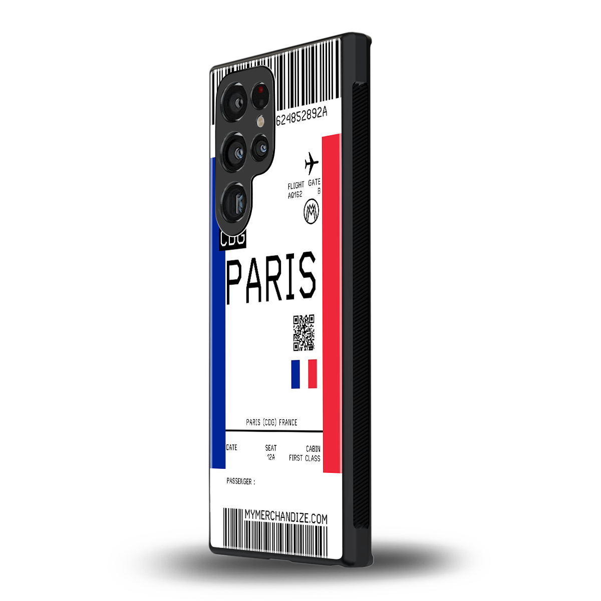 paris boarding pass ticket back phone cover | glass case for samsung galaxy s24 ultra