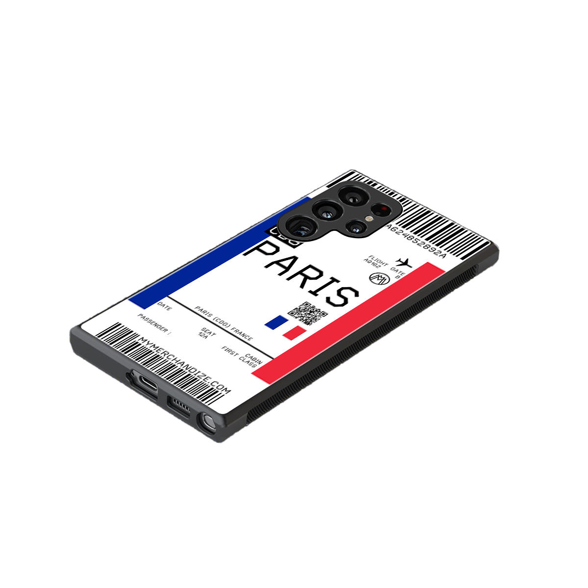 paris boarding pass ticket back phone cover | glass case for samsung galaxy s24 ultra
