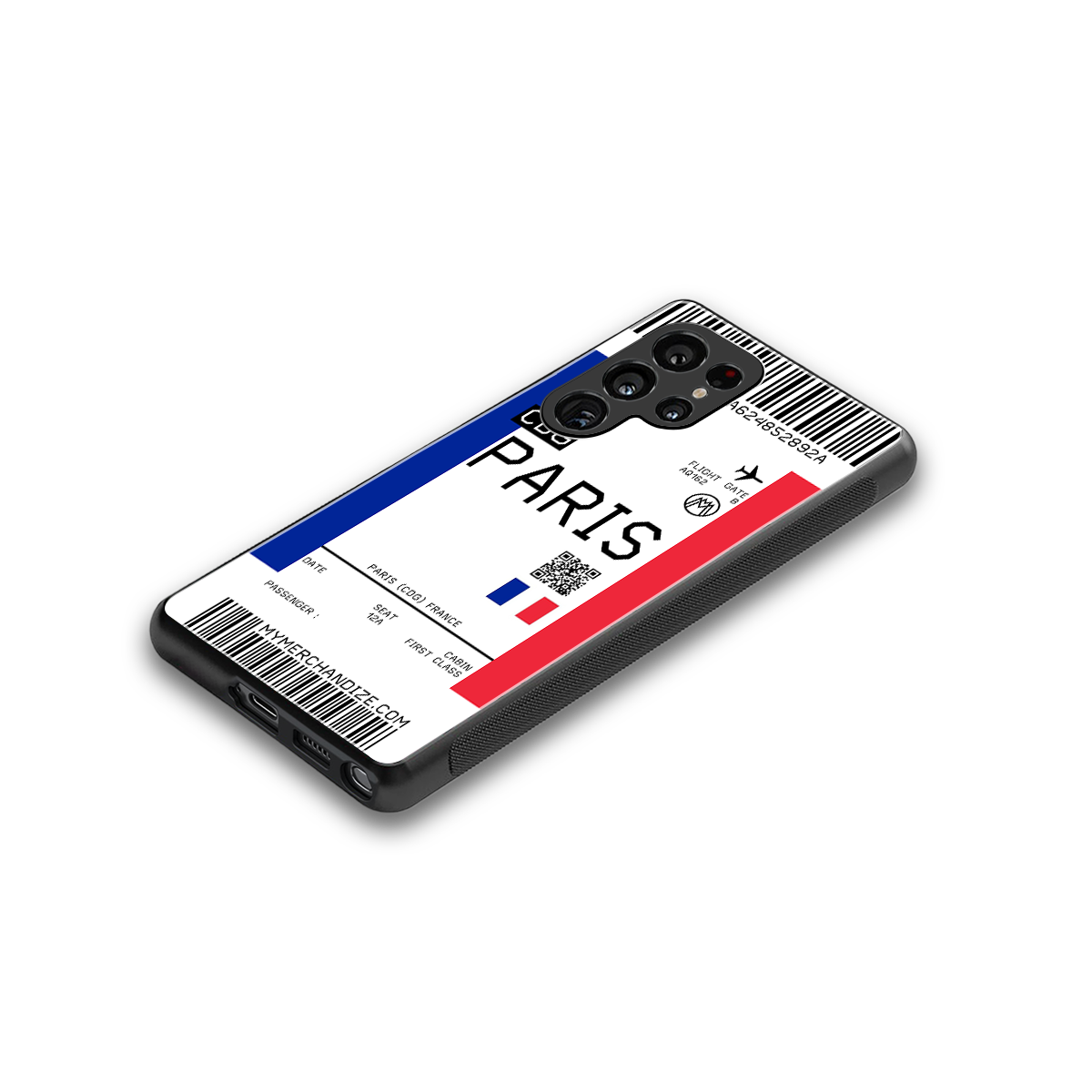 paris boarding pass ticket back phone cover | glass case for samsung galaxy s25 ultra