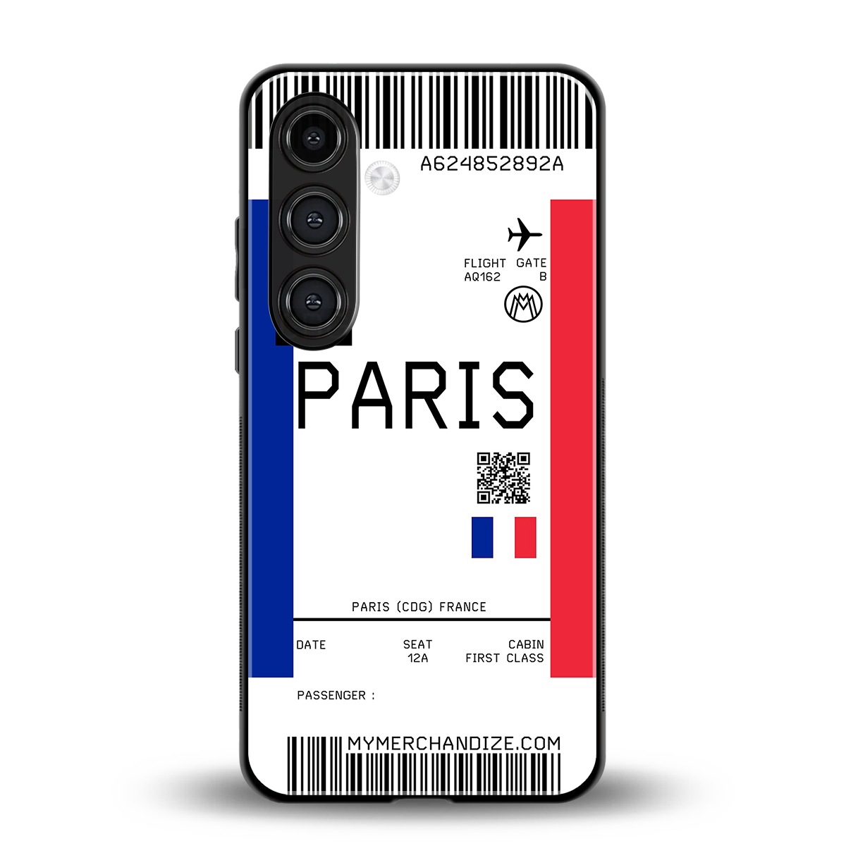 paris boarding pass ticket back phone cover | glass case for samsung galaxy s25 plus