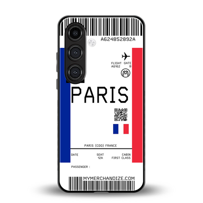 paris boarding pass ticket back phone cover | glass case for samsung galaxy s24 fe
