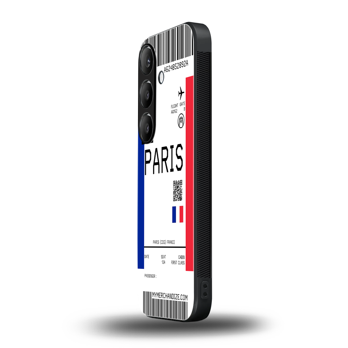 paris boarding pass ticket back phone cover | glass case for samsung galaxy s25