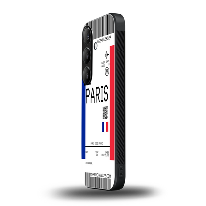 paris boarding pass ticket back phone cover | glass case for samsung galaxy s24 fe