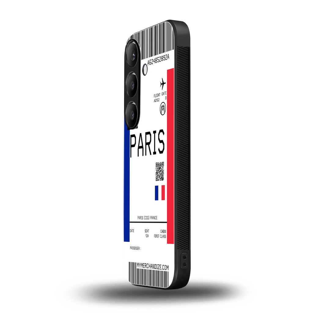 paris boarding pass ticket back phone cover | glass case for samsung galaxy s23 plus