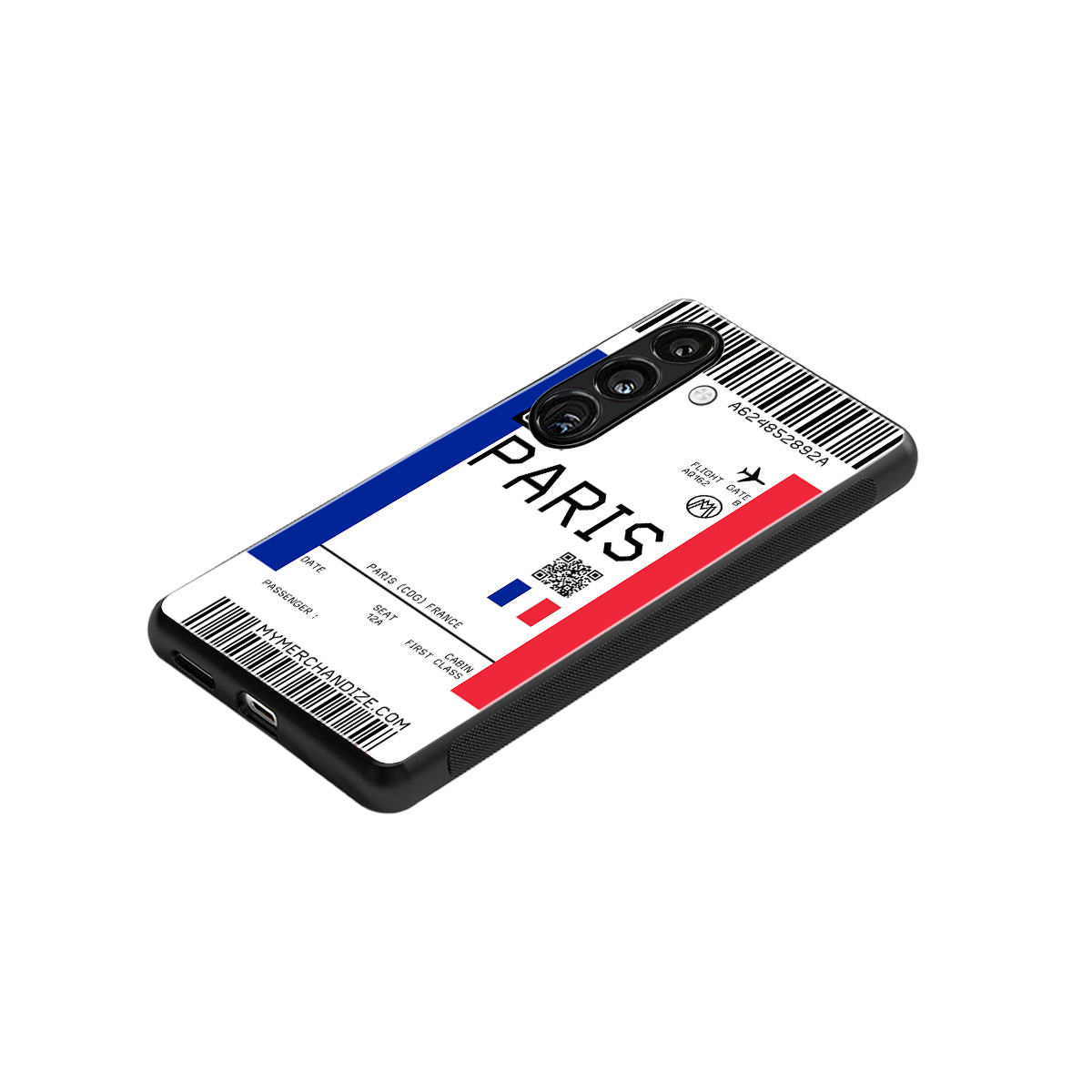 paris boarding pass ticket back phone cover | glass case for samsung galaxy s24 fe
