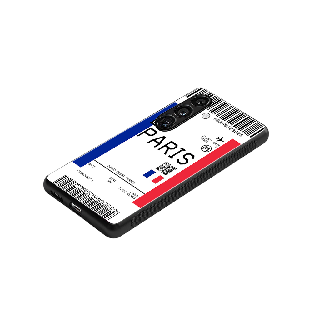 paris boarding pass ticket back phone cover | glass case for samsung galaxy s23 plus