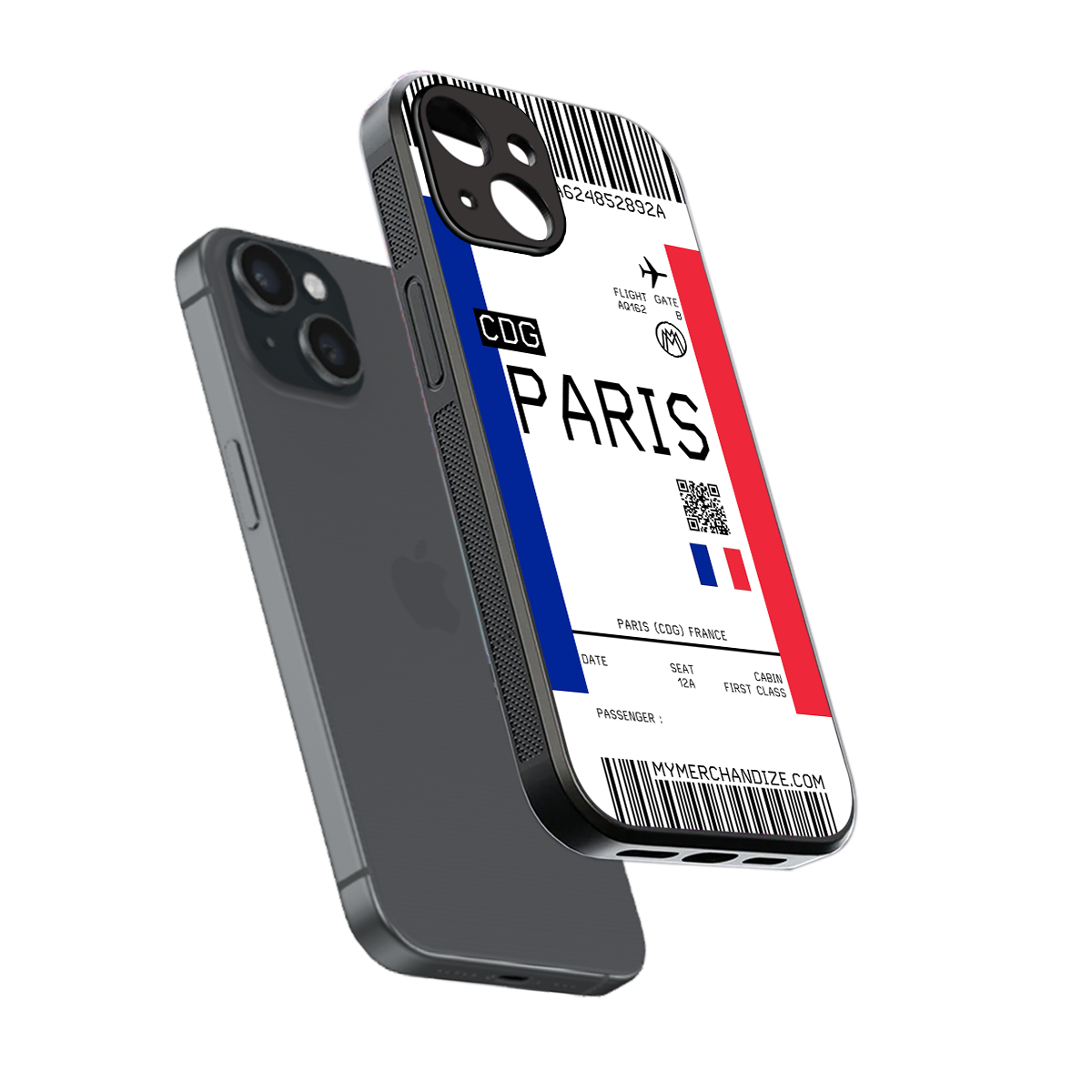 paris boarding pass ticket back phone cover | glass case for iphone 15