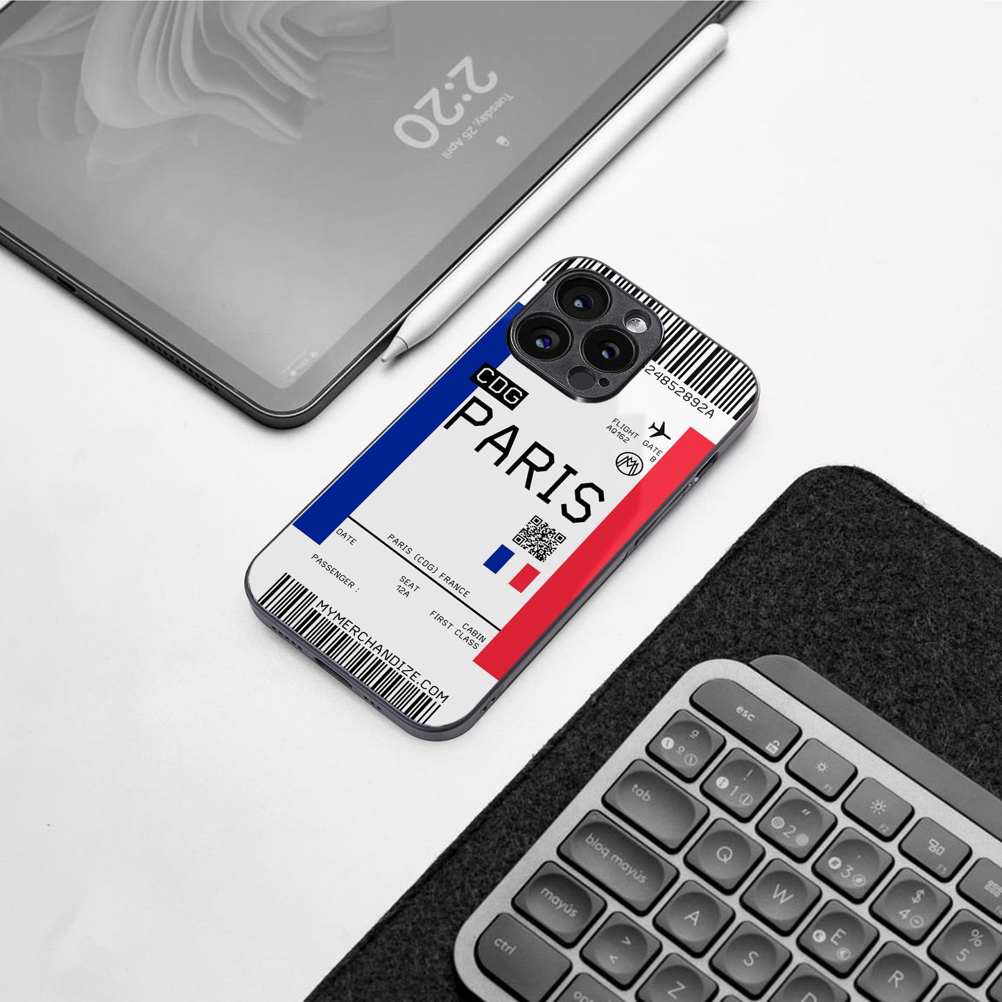 paris boarding pass ticket back phone cover | glass case for google pixel 8 pro