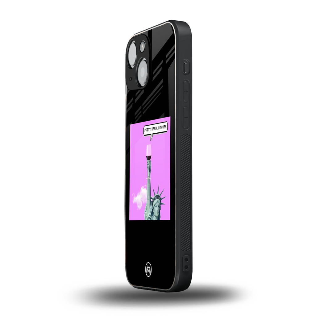 party hard bitches back phone cover | glass case for iphone 13 mini