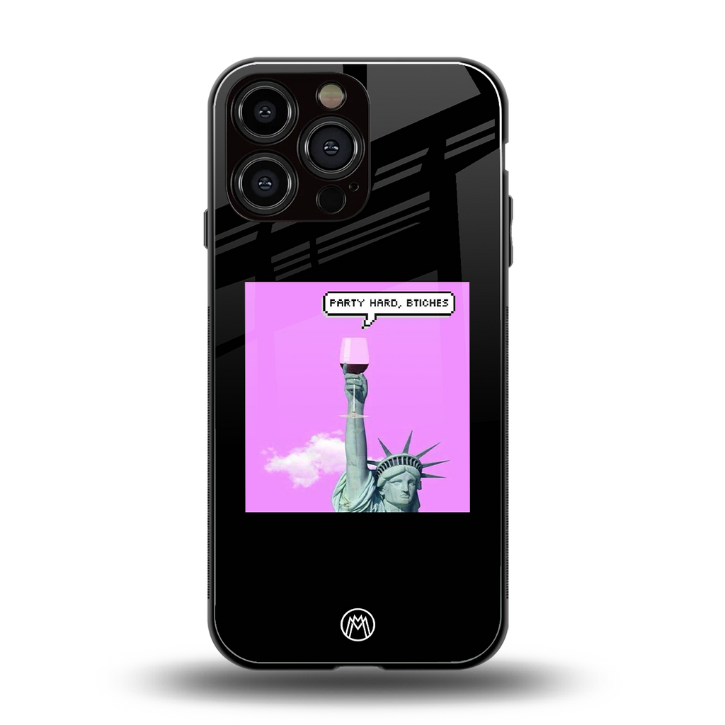 party hard bitches back phone cover | glass case for iphone 13 pro max