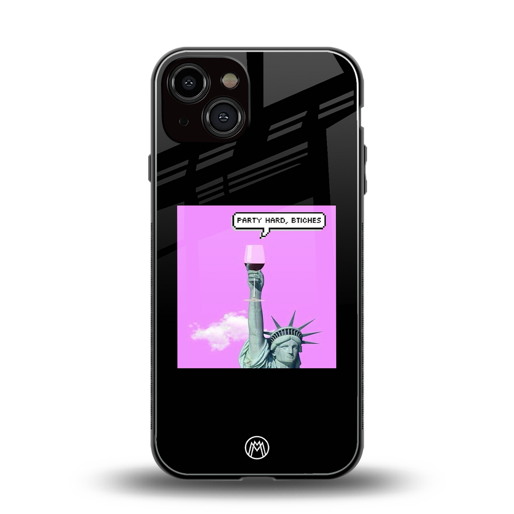party hard bitches back phone cover | glass case for iphone 13