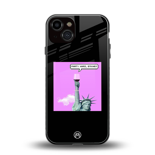 party hard bitches back phone cover | glass case for iphone 13