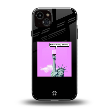 party hard bitches back phone cover | glass case for iphone 14 plus