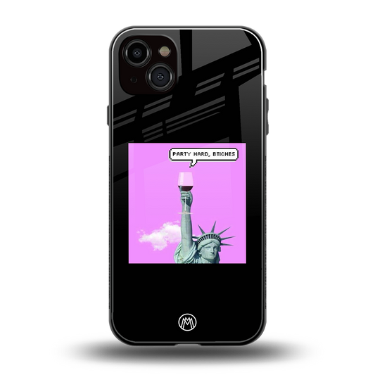 party hard bitches back phone cover | glass case for iphone 14 plus
