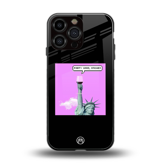 party hard bitches back phone cover | glass case for iphone 14 pro max