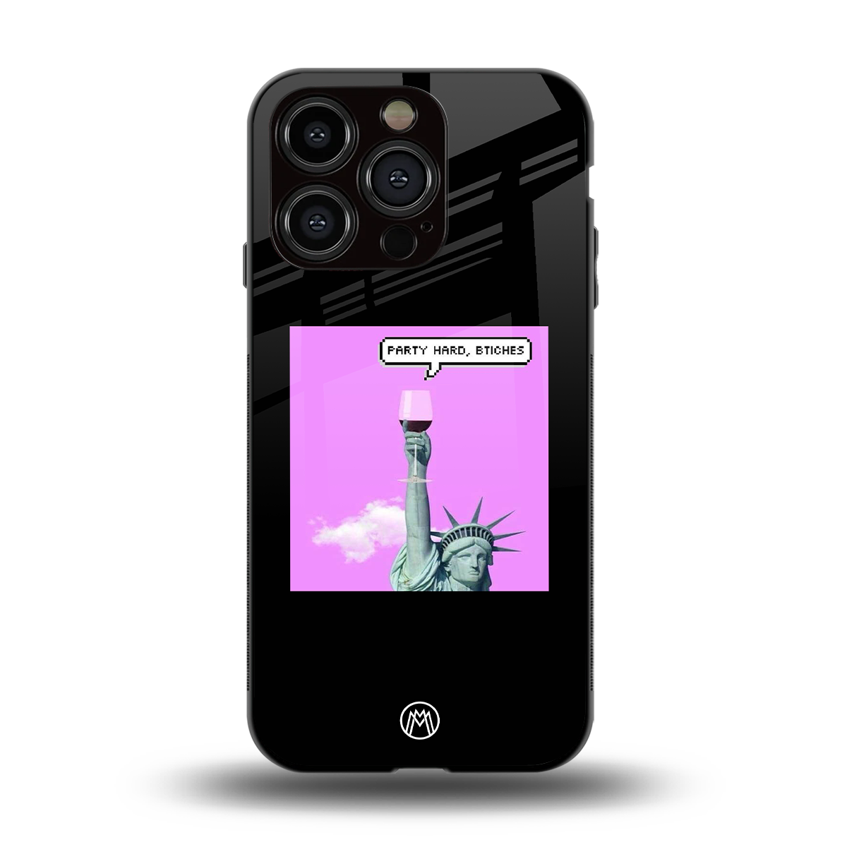 party hard bitches back phone cover | glass case for iphone 15 pro