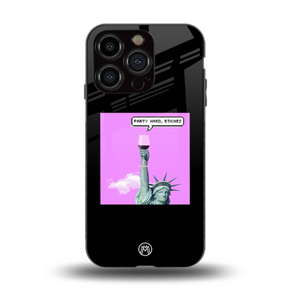 party hard bitches back phone cover | glass case for iphone 15 pro