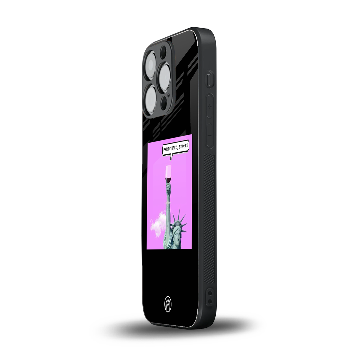 party hard bitches back phone cover | glass case for iphone 15 pro