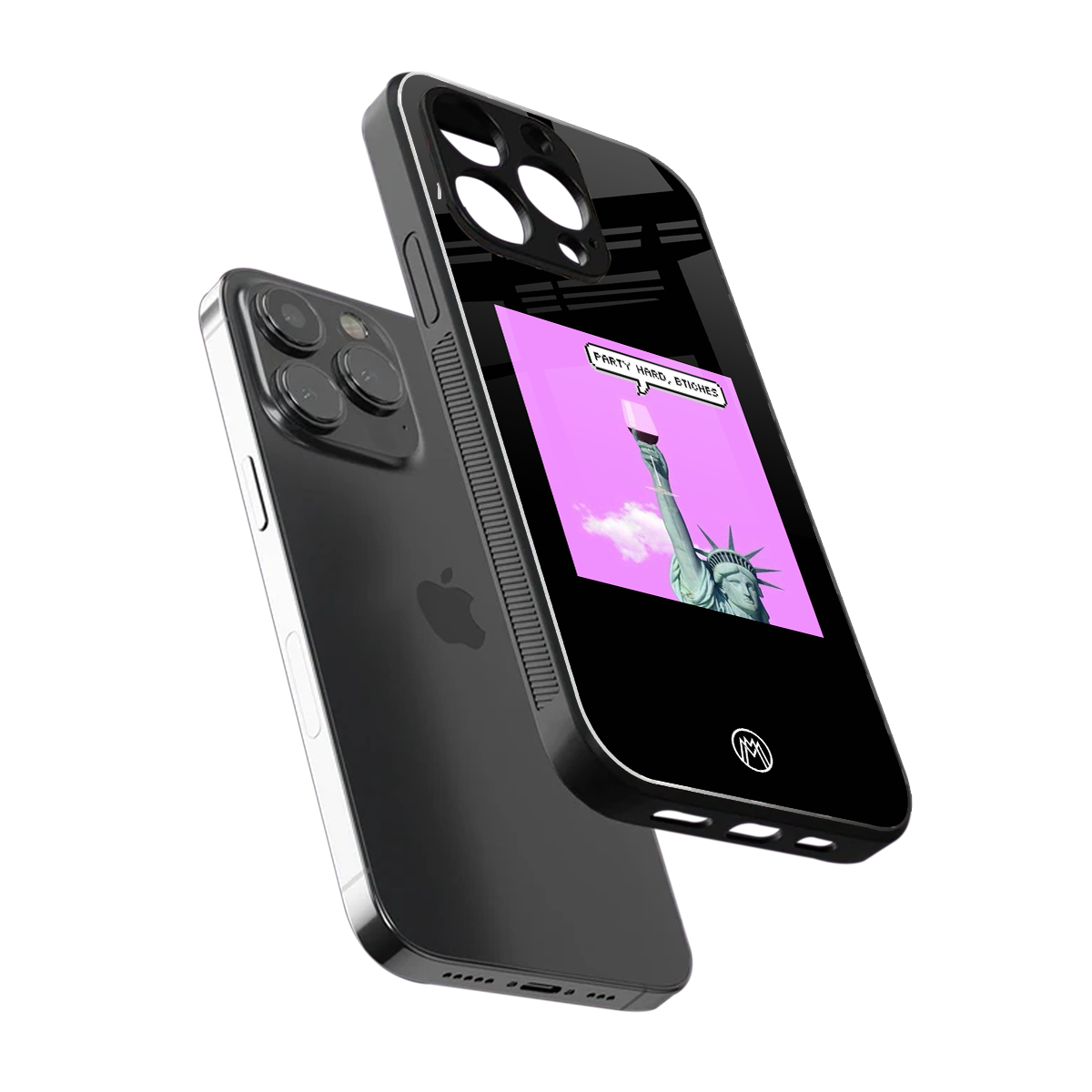 party hard bitches back phone cover | glass case for iphone 15 pro