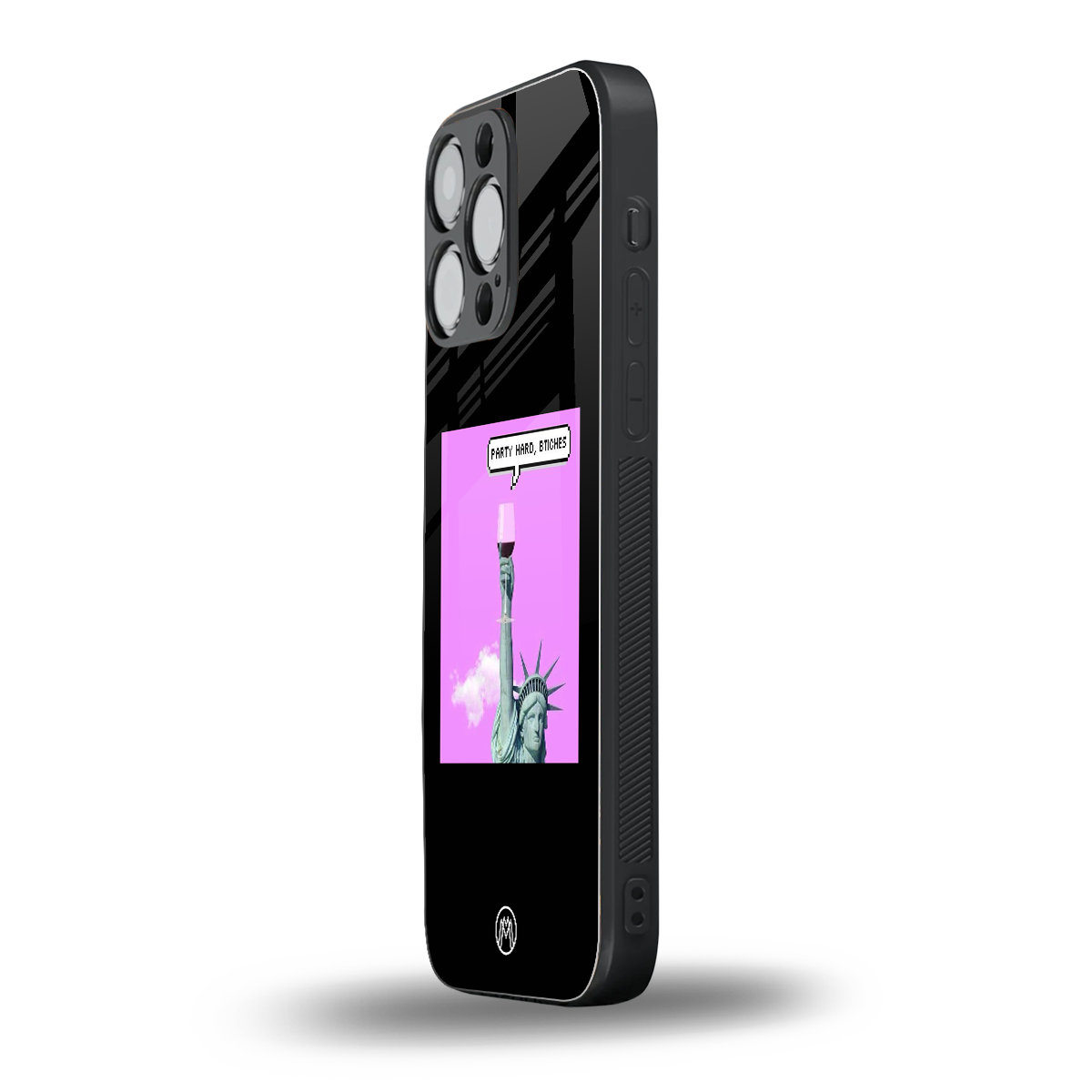 party hard bitches back phone cover | glass case for iphone 16 pro max