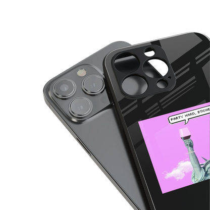 party hard bitches back phone cover | glass case for iphone 15 pro