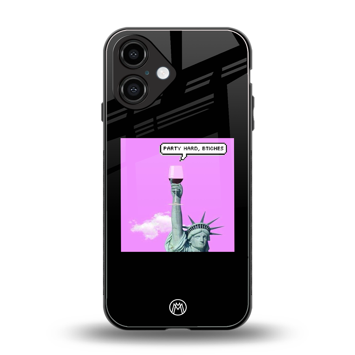 party hard bitches back phone cover | glass case for iphone 16