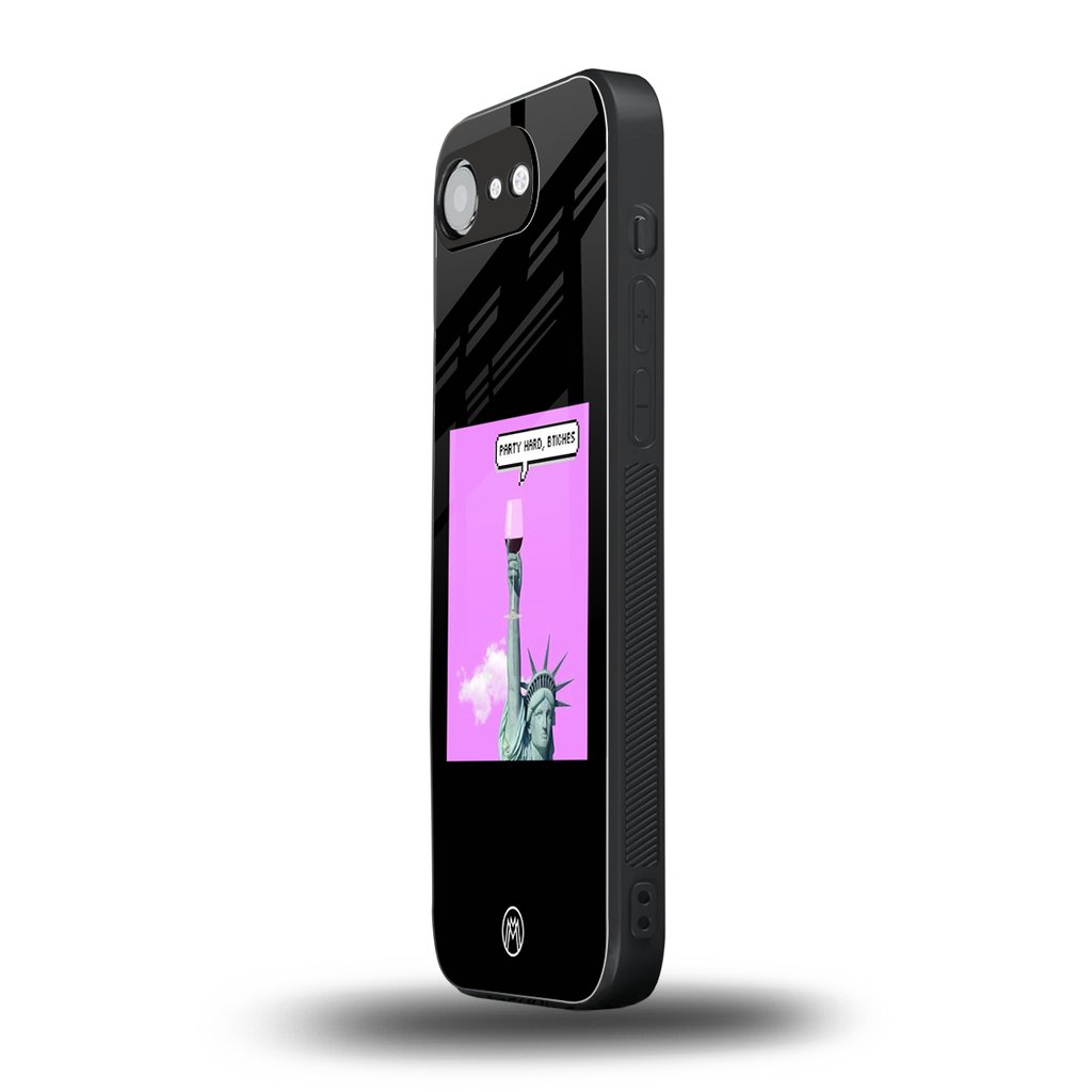 party hard bitches back phone cover | glass case for iphone 16e