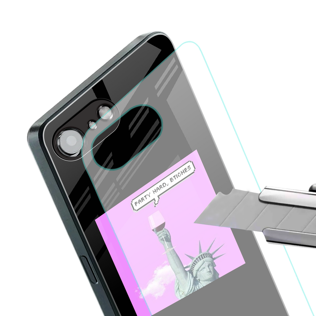 party hard bitches back phone cover | glass case for iphone 16e