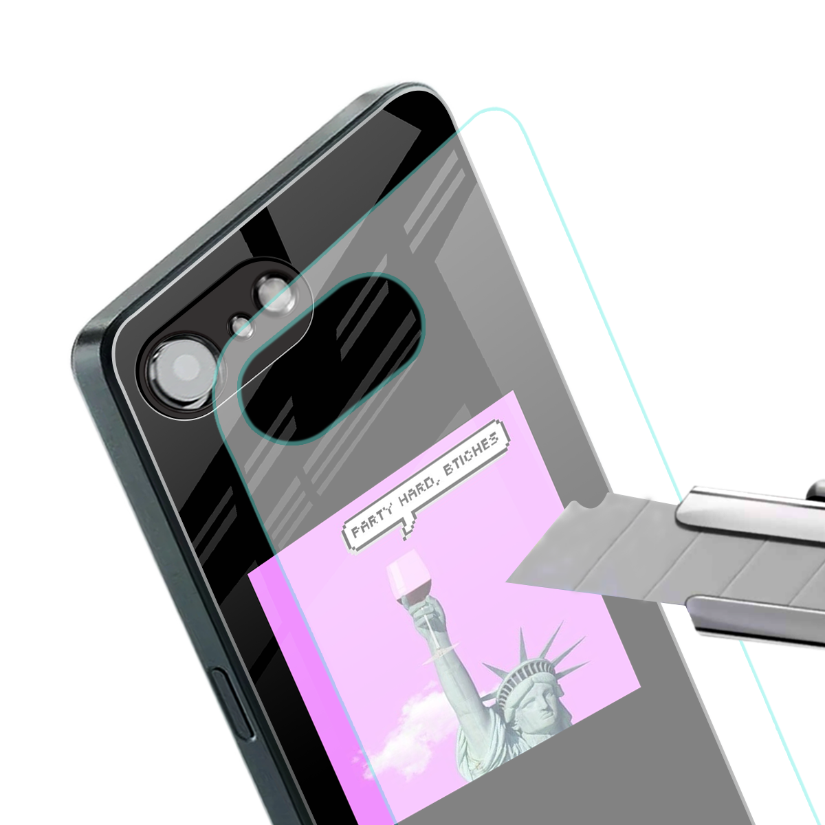 party hard bitches back phone cover | glass case for iphone 16e