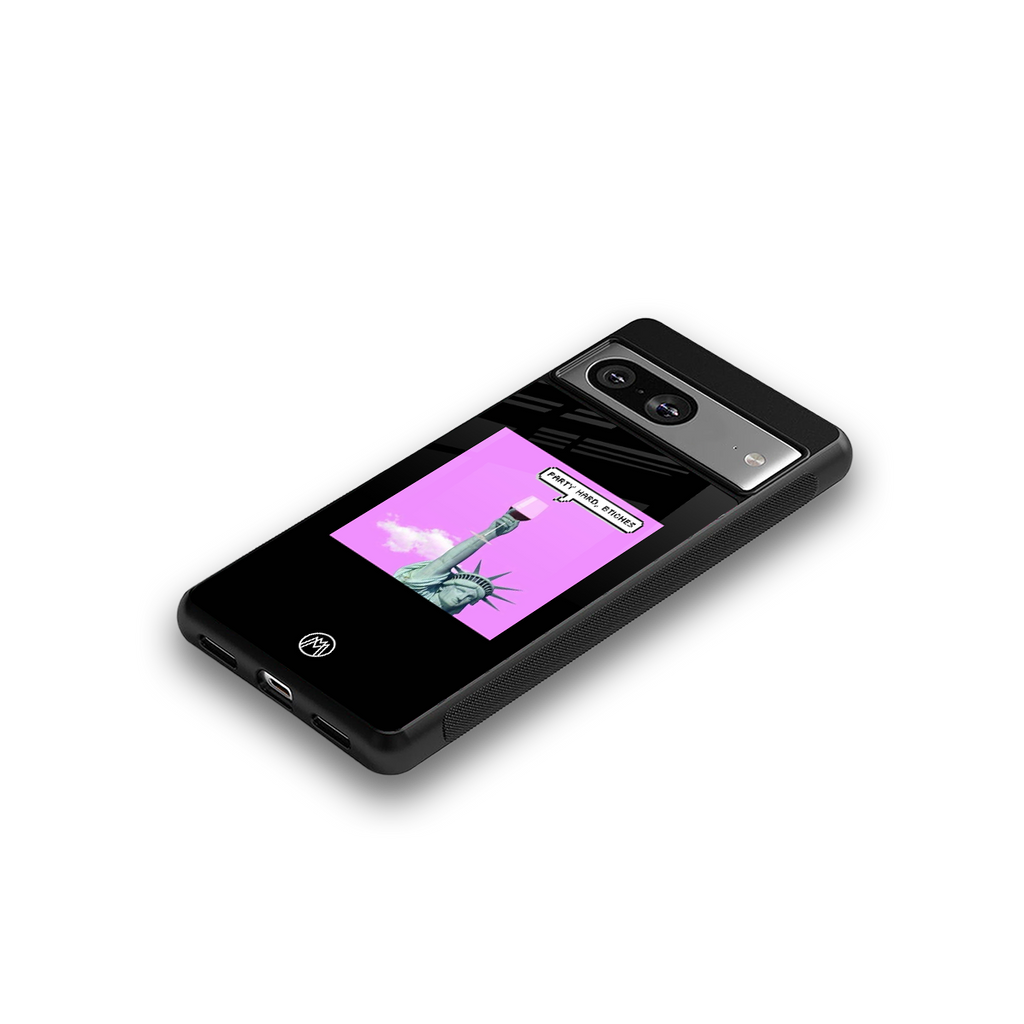 party hard bitches back phone cover | glass case for Google Pixel 8