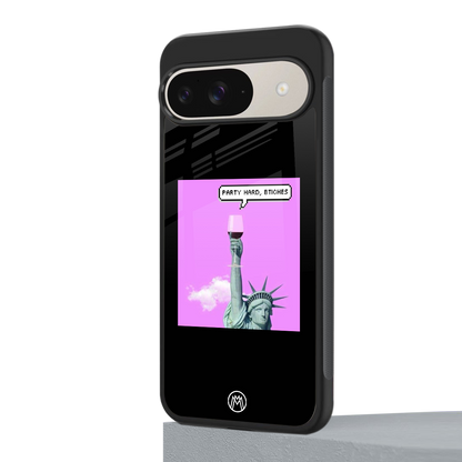 party hard bitches back phone cover | glass case for google pixel 9