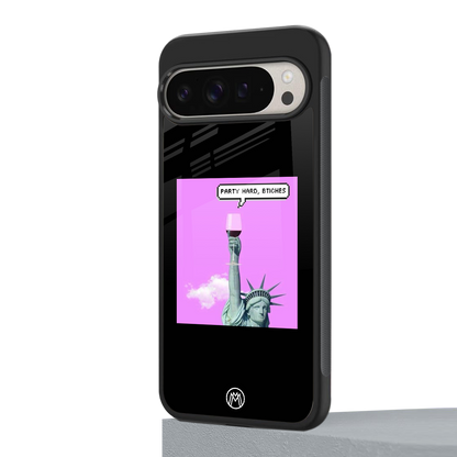 party hard bitches back phone cover | glass case for google pixel 9 pro xl