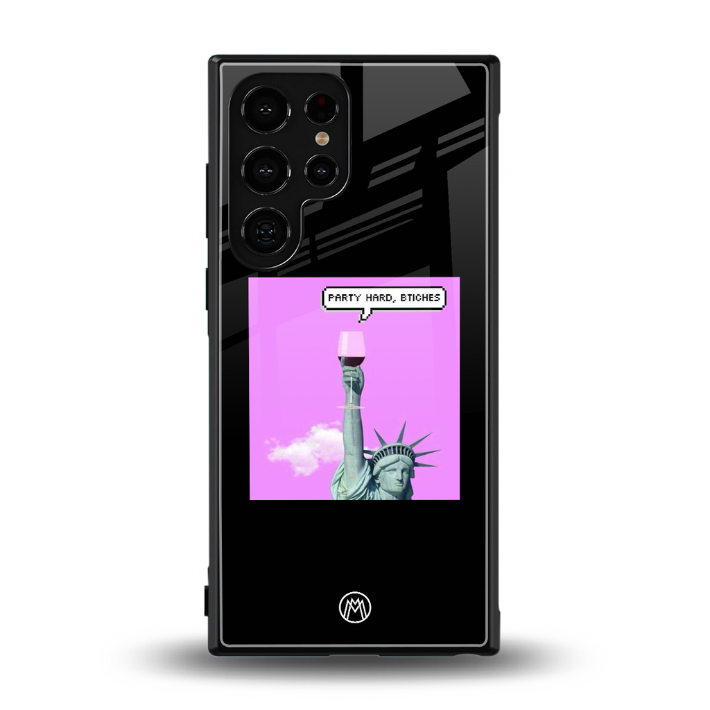 party hard bitches back phone cover | glass case for samsung galaxy s23 ultra