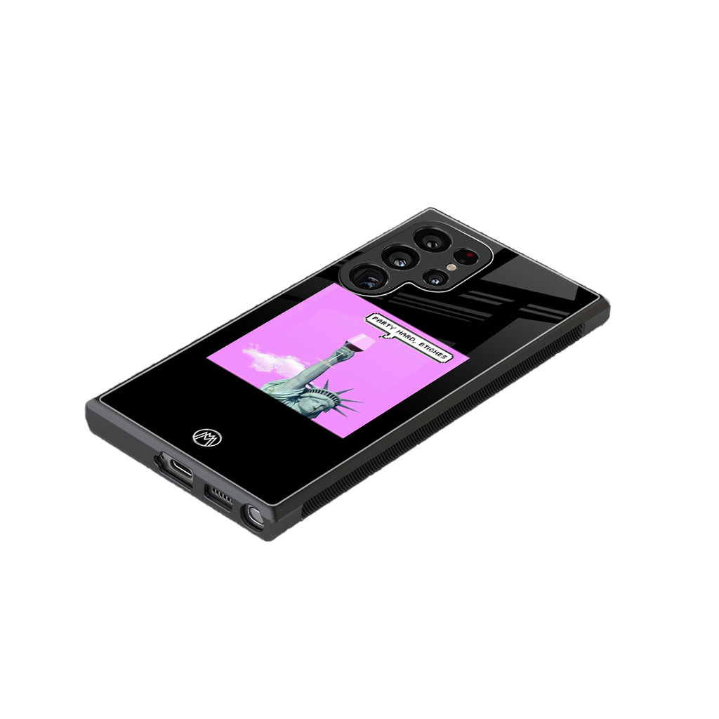 party hard bitches back phone cover | glass case for samsung galaxy s23 ultra