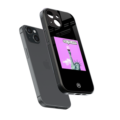 party hard bitches back phone cover | glass case for iphone 15