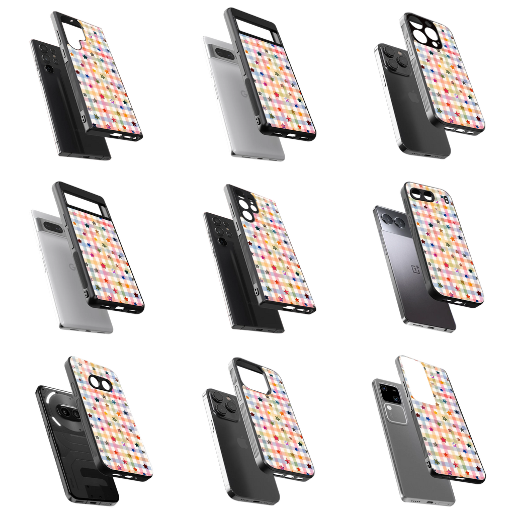 Durable Glass Back Mobile Case for iPhone, Samsung, OnePlus, Google Pixel, Redmi, Vivo, Oppo