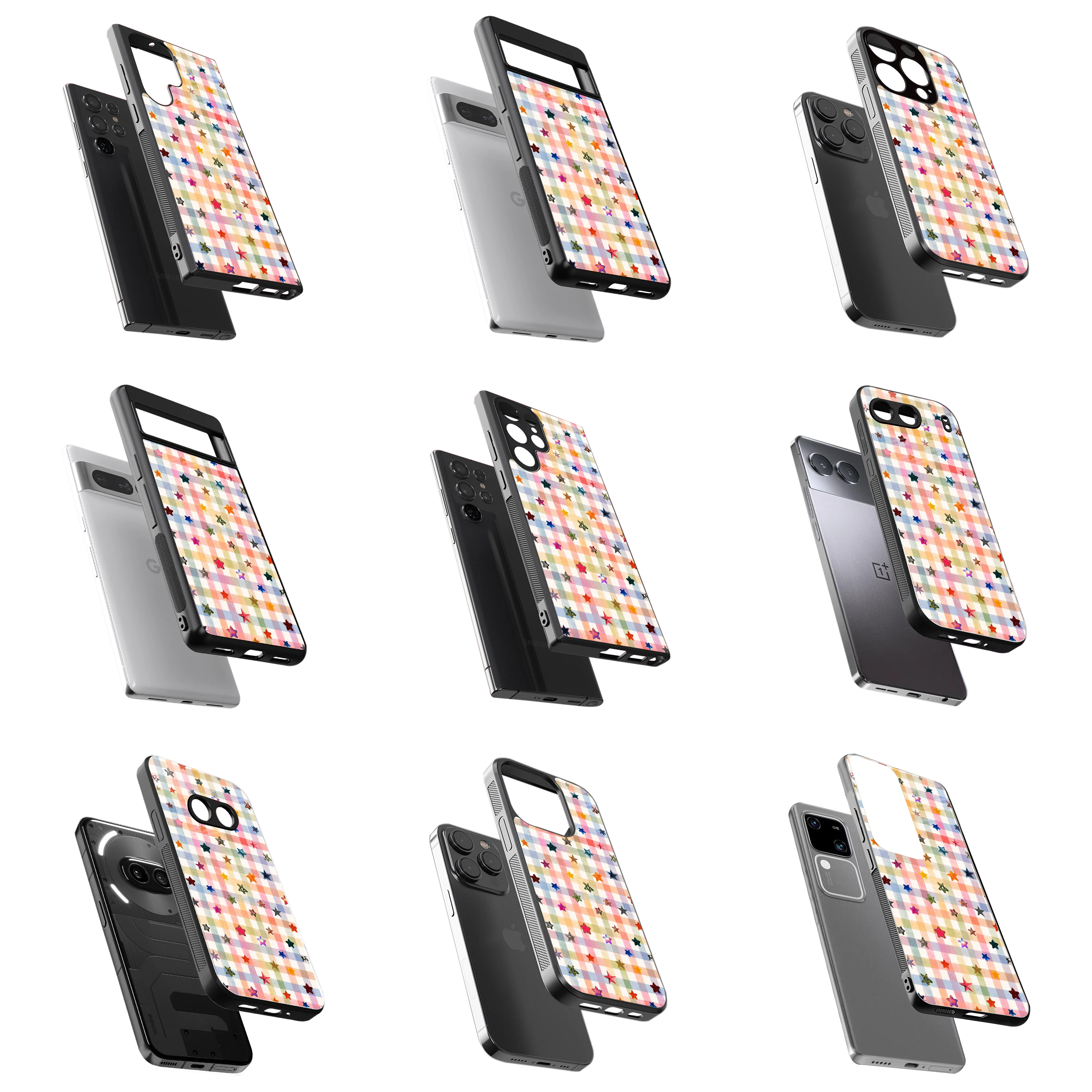 Durable Glass Back Mobile Case for iPhone, Samsung, OnePlus, Google Pixel, Redmi, Vivo, Oppo