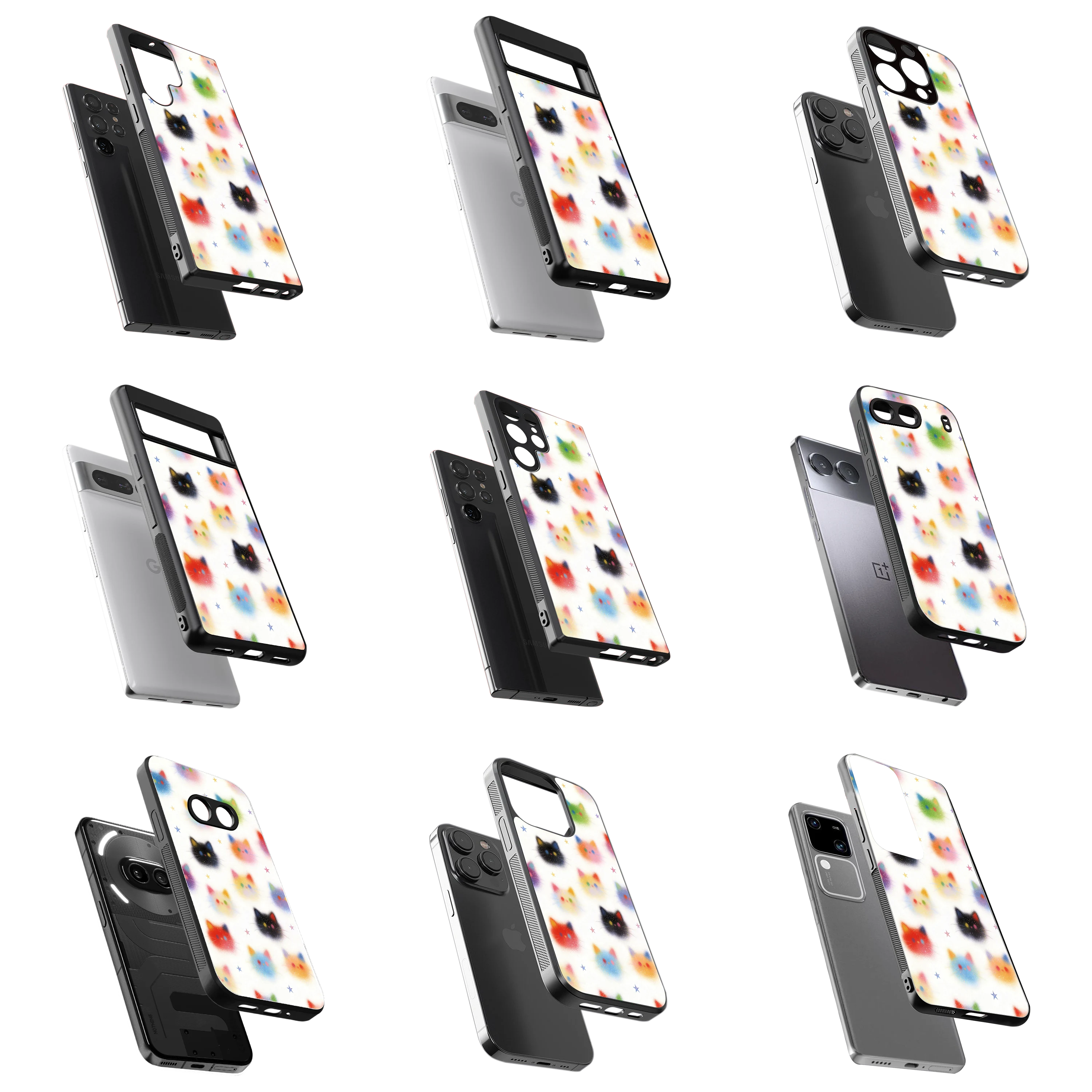 Durable Glass Back Mobile Case for iPhone, Samsung, OnePlus, Google Pixel, Redmi, Vivo, Oppo