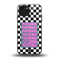 patience checkered back phone cover | glass case for iphone 13 mini
