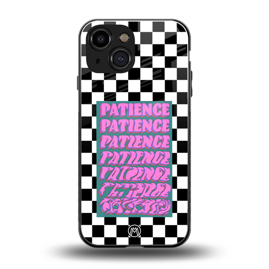 patience checkered back phone cover | glass case for iphone 13 mini