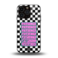 patience checkered back phone cover | glass case for iphone 13 pro
