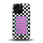 patience checkered back phone cover | glass case for iphone 13 pro