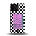 patience checkered back phone cover | glass case for iphone 15 pro max
