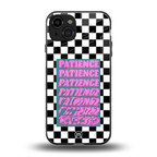 patience checkered back phone cover | glass case for iphone 15