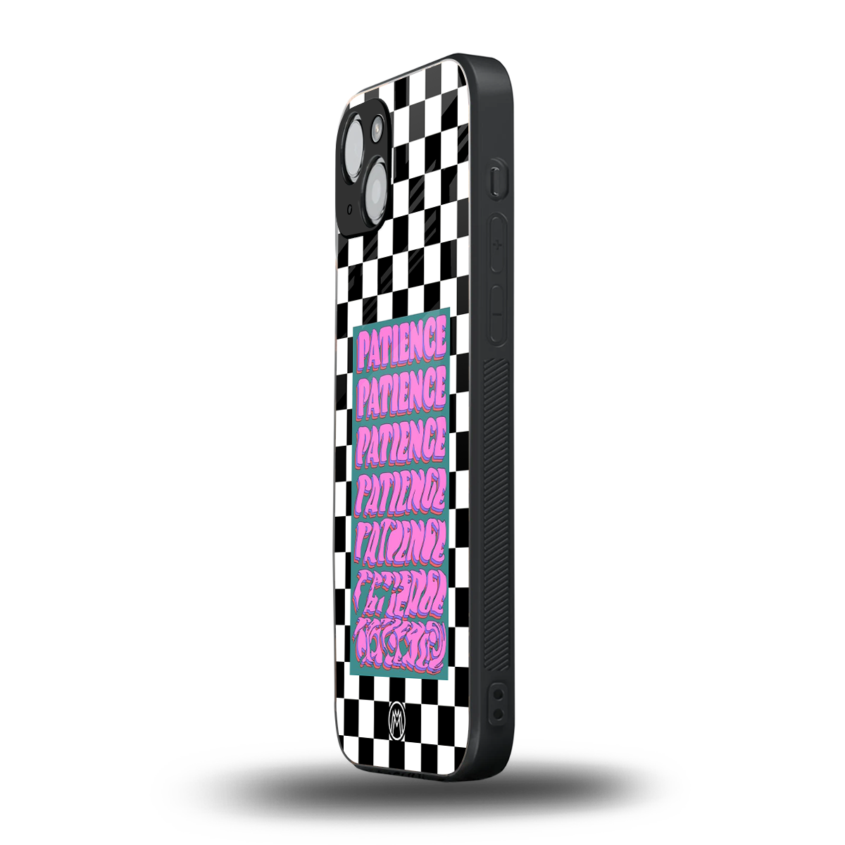 patience checkered back phone cover | glass case for iphone 14