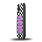 patience checkered back phone cover | glass case for iphone 16 plus