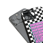 patience checkered back phone cover | glass case for iphone 13 pro